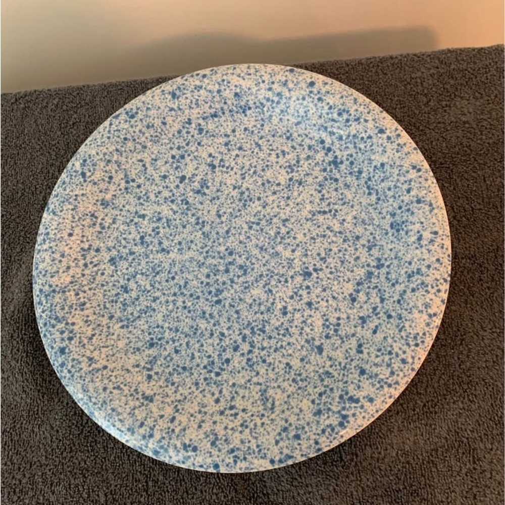 Chic Blue and White Speckled Dinner Plate